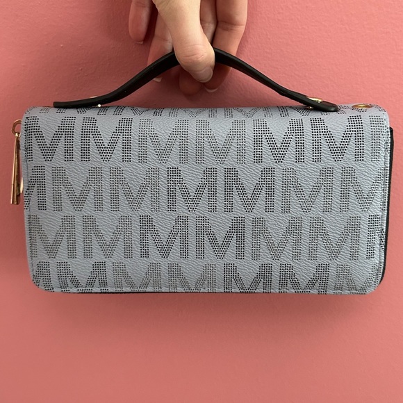 Mia K Handbags - Mia K Crossbody Handheld Wallet PU Leather Milan Signature Grey NWT